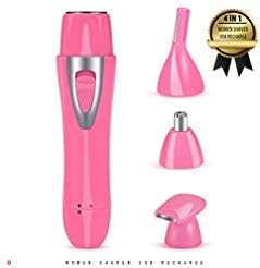 Hair Removal For Women 4-in-1 Rechargeable Painless Facial Lady Shaver Bikini Trimmer Nose Hair Trimmer Body/Nose and Ear/Face/Eyebrow Cordless