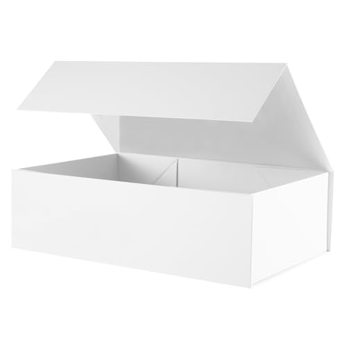 MALICPLUS Large White Gift Box with Magnetic Lid 13.5x9x4.1 Inch