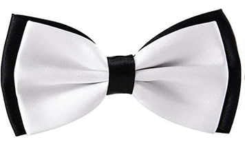 good 1 store Doube Bowtie Mens Classic Multi Combo Pre-tied Satin Polyester Formal Bow tie Set For Boy Women and Men & Adjustable Length and Many Colors Option in bulk (1, White & Black)-picture-18