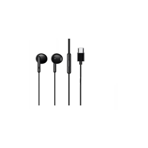Image of Original Type C Earphones Compatible with Realme Buds Classic, Half in-Ear Wired Headset with Lightweight and Durable Cable (Black) D0004
