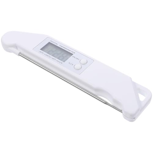 BESPORTBLE Folding Digital Barbecue Thermometer with Probe, Electronic Meat and Kitchen Food Thermometer for Grilling and Baking, White, Portable Cooking Temperature Gauge