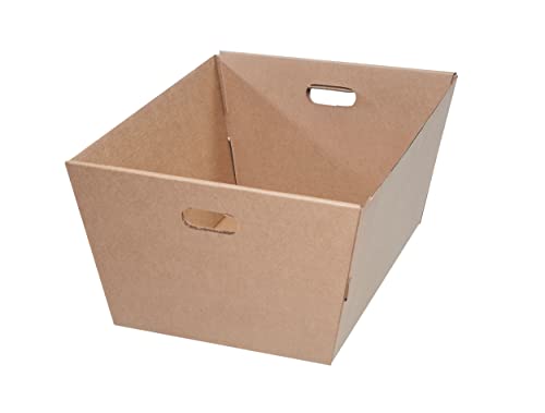 Image of Aviditi Corrugated Cardboard Stackable Totes With Hand Holes, 25 inch x 19 inch x 12 inch, Kraft Brown, Storage Totes For Organizing Homes, Warehouses and Offices, Pack of 25