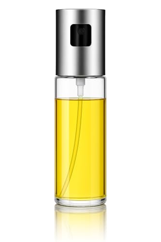 Image of Oil Sprayer for Cooking, Olive Oil Sprayer Bottle for Kitchen, BBQ, Air Fryer & Salad - Fine Mist Glass Spray Dispenser for Oil & Vinegar - Refillable Stainless Steel Top (Oil-Bottle-01)