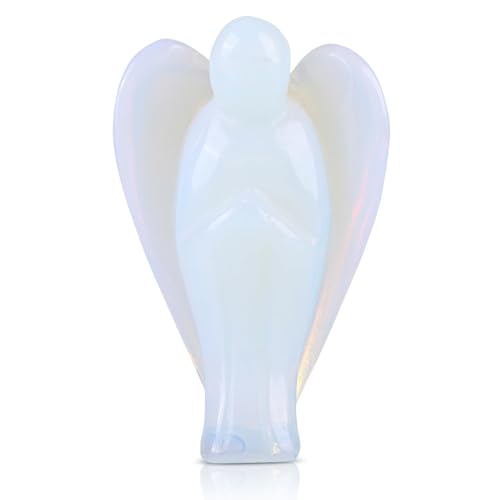 Crystal Pocket Guardian Angel,Carved Angel Shape Crystal Stone Ornaments,Opal Healing Stone Figurine Carved Mini Figurine Statue Ornament Gift for Reiki Healing,1.5 x 0.98 x 0.59inch