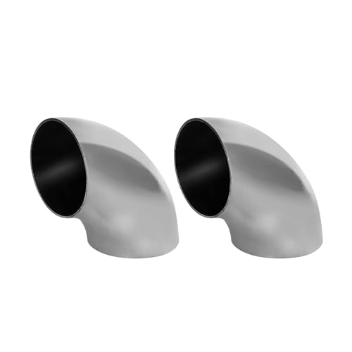 Krtopo 2 PCS Auspuffbogen 90 Grad Rohr Edelstahl Dorn Biegung Dornbogen für Auto Modifizierte Auspuffbogen Rohr, Treppe Handlauf (2,5’’ 63mm)