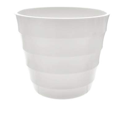 HomestreetUK Plastic Planter Various Bright and Pastel Colours Gloss Finish Ribbed, Robust Garden and House Plant Containers (White, 9)