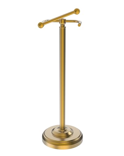 WZKALY Toilet Paper Holder Stand Brushed Brass Toilet Paper Holder Free Standing Post Pivoting Design & Stable Weighted Base SUS304 Stainless Steel for Bathroom(Mega Roll)