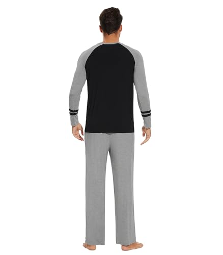 WiWi Men's Viscose from Bamboo Pajama Sets Long Sleeve Top and Pants Sleepwear Comfy Lightweight Loungewear Set S-XXL2