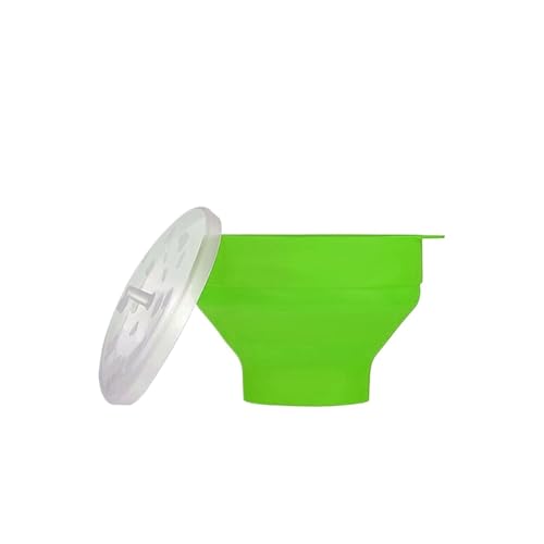 Palomitero de silicona for microondas, recipiente plegable, apto for, con tapa, for lavavajillas(S-Green)