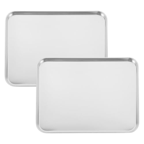 NIYANGLE Diseño Simple y Práctico de Acero Inoxidable Bandeja Rectangular 2 Piezas para Servir y Hornear Alimentos para Reuniones Familiares y Fiestas Gourmet