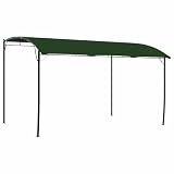 NiuBIKeLasI Gazebo da giardino 4 x 3 x 2,55 m, verde, con telaio in acciaio verniciato a polvere, tetto in poliestere, protezione solare UV, per giardino, terrazza, esterni