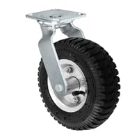 CasterHQ 10" x 3.5" Swivel with Brake Pneumatic Caster - 4 PLY - 350 LBS Capacity - Air Filled - Commercial/Industrial Application - 10 inch x 3.5 inch - Shock Absorption -