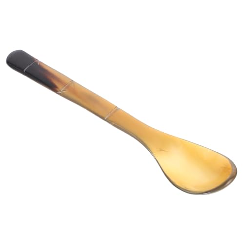 IMIKEYA Natürlicher Hornlöffel Mit Bambusgriff Kurz Leichter Dessertlöffel Vielseitig Als Kaffee- Eislöffel Sauce Porzellöffel Polierte...