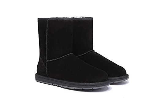 UGG AUSTRALIAN SHEPHERD Sheepskin Wool Boots Short Classic Suede Unisex Boots Black AU Ladies 5 / AU Men 3 / EU 36