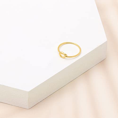 Aloha Jewelry Company 18K Gold Plated Sterling Silver Love Knot Pretzel Tie Ring Stackable Forever Promise Wedding Engagement Band, Nickel Free Hypoallergenic for Sensitive Skin2