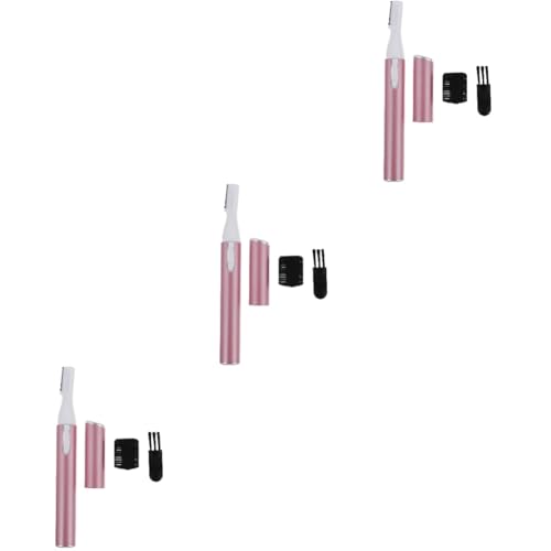 minkissy 3 Piezas Recortadora De Cejas Electrica Depiladora Facial Maquina De Afeitar Hombre Afeitadora De Pelo De Mujer Dispositivo De Depilación Cortador De Pelo Acero Inoxidable Rosa