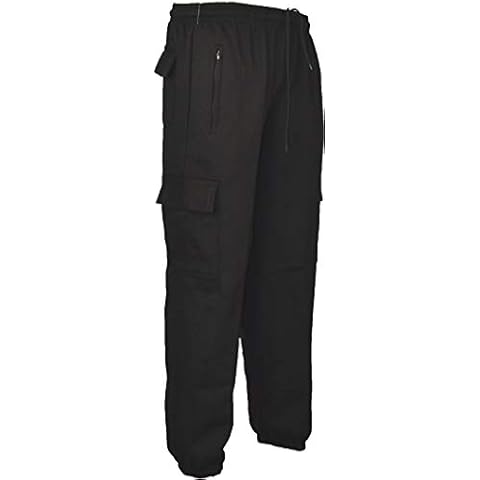 Clothing Unit J1 Mens Cargo Combat Jogging Bottoms Trousers Elasticated Tracksuit Joggers Gym Black Large Cover