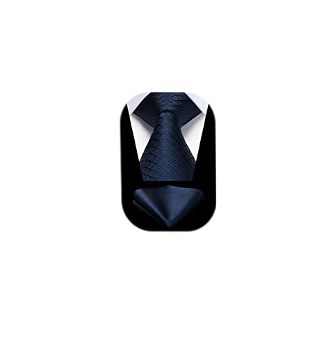 Image of HISDERN Mens Ties Plaid Tie and Pocket Square Set Classic Woven Formal Checkered Neckties & Handkerchief Wedding Party