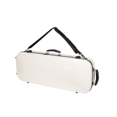 Image of Crossrock Fiberglass Mandolin Case - Oblong for F-Style (Fits Gibson F5) | Milky White Gloss Finish, Forest Green Velvet, TSA Lock, Hygrometer, Backpack Straps - Hard Shell Pro Travel Series