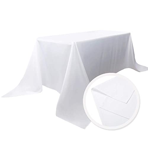 Waysle Rectangle Tablecloth - 90 X 132 Inch - White Rectangular Table Cloth For 6 Foot Table In Washable Polyester - Great For Wedding, Restaurant, Party, Banquet Decoration #TOP3