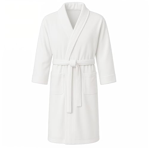 Jmr Usa Inc. Unisex 100% Cotton Terry Cloth Bathrobe – Ideal Robe for Men & Women at Home, Spa, Hotel, Sauna, Pool, Bath & Shower - White