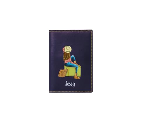 Image of Unisex Passport Cover for Men & Women | Printed, Classy & Stylish | Vegan Leather Passport Cover for Travel (Navy Blue)