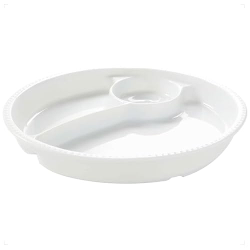 【21.8cm コップも置ける3つ仕切皿】まるくぱーじゅ(公式) ワンプレート 深め 子ども食器 食洗機 電子レンジ 保育園給食 陶磁器 白磁 1762 (ホワイト)