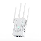 Répéteur WiFi Puissant 300Mbps, Amplificateur WiFi Longue Portée avec 4 Antennes et 2 Ports Ethernet, WiFi Extender Signal Fort, Compatible Fibre & Toutes Box, Mode AP/Repeater/Routeur
