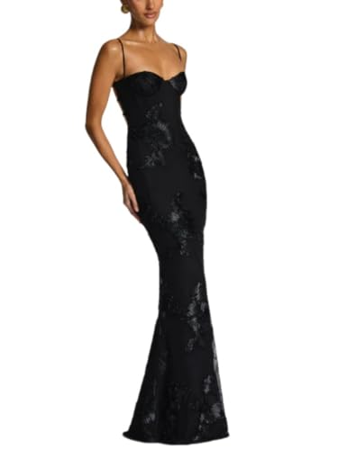 Floral Embroidery Spaghetti Strap Mermaid Maxi Dress Wedding Cocktail Party Daily Wear4