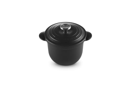 Le Creuset Cocotte Every de hierro fundido con tapa interior de cerámica de gres, 18 cm, 2 litros, Negro Mate, 41110180000460