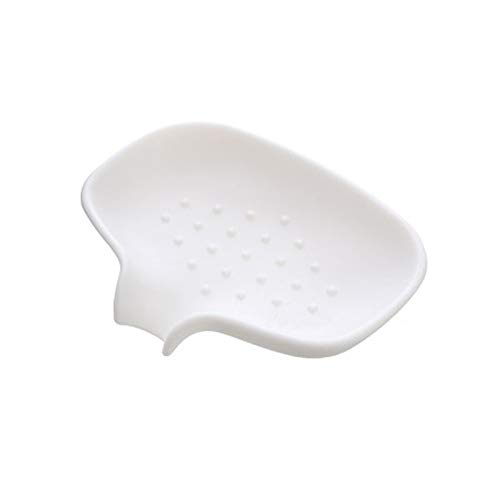 JINGYAN Jaboneras Jabonera, plástico, PS, Silicona, Conveniente, tamaño 12 * 8.2 .3 cm, Desmontable, fácil de Limpiar (Azul/Gris Blanco Amarillo)(White)