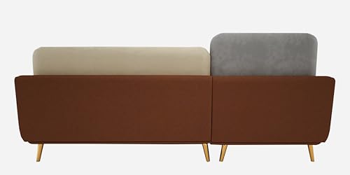 Image of Sixpine Luxury Dual Color Upholstery Lounger RHS Sofa in Premium Velvet | Solid Wood Structure | Sturdy Golden Legs | High Density Foam | Extra Comfort for Modern Living Room (Brown & Beige, 4 Seater)