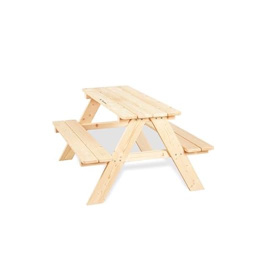 Pinolino Kindersitzgarnitur Nicki für 4, aus massivem Holz, 2 Bänke mit 1 Tisch, empfohlen für Kinder ab 2 Jahren, natur