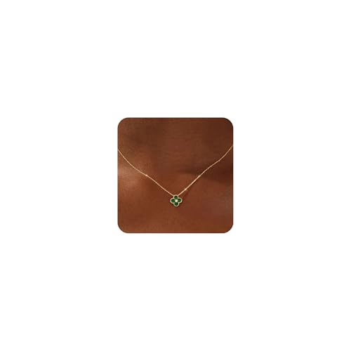 ZOERAY Birthstone Necklace for Women Non Tarnish 14K Gold Plated Four Leaf Clover Necklace Dainty Gold Choker Necklaces for Women Trendy CZ Emerald Pendant Necklace Jewelry Birthday Gifts for Women