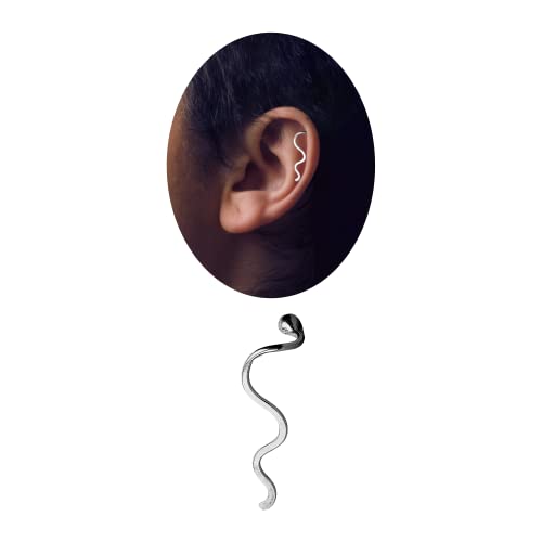 The Original Sterling Silver Wave Cartilage Earring Ear Climber | Helix Piercing Jewelry for Women and Girls (20 Gauge (Standard), LEFT Ear)