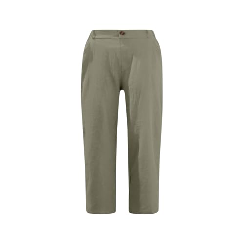 Capris for Women Summer Cotton Linen Pants Casual 2025 Loose Comfy Trendy Elastic Waist Cropped Trouser Beach Clothes3