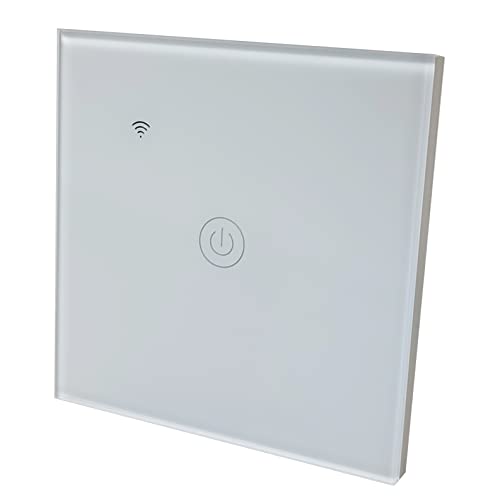 LED ATOMANT Interruptor de Cristal Inteligente Wifi. SIN Cable Neutro. Pulsador de pared Control Mediante APP del Telefono. Compatible con Alexa y Google Home. Pulsador Tactil para Iluminacion Cover