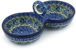 Polmedia Polish Pottery Condiment Dish - Peacock Feather Pattern Handmade in Boleslawiec Poland by Ceramika Artystyczna + Certificate of Authenticity
