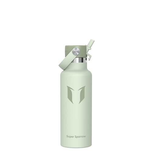Super Sparrow Botella Agua Acero Inoxidable - Botellas Termica 500ml - Sin BPA - Termo Cantimplora con Pajita Vacío, para Deporte, Viaje, Escuela, Exterior, Oficina, Gimnasio