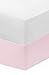 Everyday Kids 2-Pack Fitted Crib Sheets, 100% Soft Breathable Microfiber Baby Sheet, Fits Standard Size Crib Mattress 28in x 52in, Pink Nursery Sheet and White Nursery Sheet