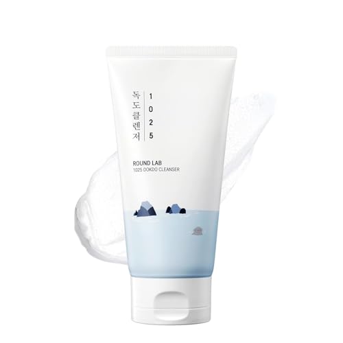 ROUND LAB 1025 Dokdo Cleanser 1.35 Fl Oz(Mini Travel Size) Low pH Facial Cleanser for Sensitive Skin Rich Soft Bubbles for Deep Cleansing Hydrating Face Wash with Deep Sea Water Korean Skin Care