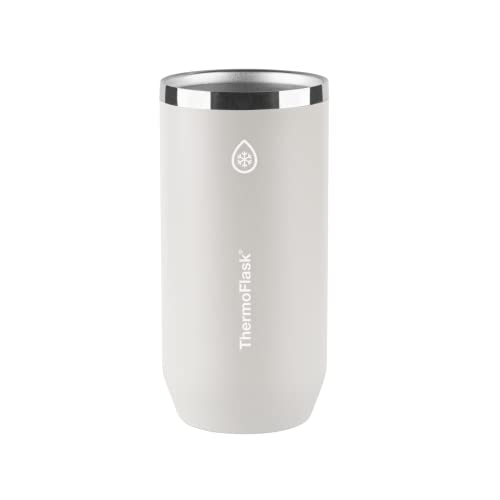 ThermoFlask Tall Can Cooler - 2-in-1 Insulated Can Cooler Cup - Durable Stainless Steel Cooler with Non-Slip Base - Dishwasher-Safe Beverage Can Cooler - 16 oz, Ultimate Gray