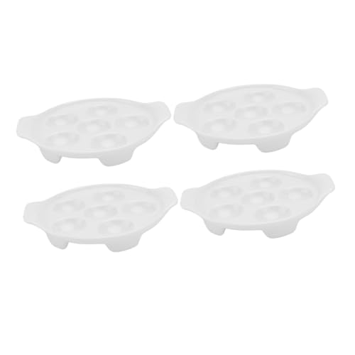 Cabilock 4 piezas Plato Cerámico para Servir Caracoles y Huevos Rellenos Bandeja con Compartimentos Diseño Francés Elegante para Reuniones Familiares y Cenas Sociales