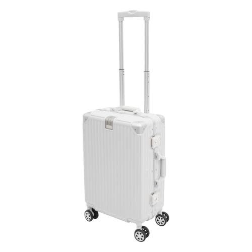 Macahimia 20in/24in Carry On Luggage, Boarding Suitcase with Cup Holder, Dedicated Compartment Suitcase with Password Locks, 4 Wheels, Adjustable Telescopic Handle (White,en_US,White,15x8.8x23.6in)