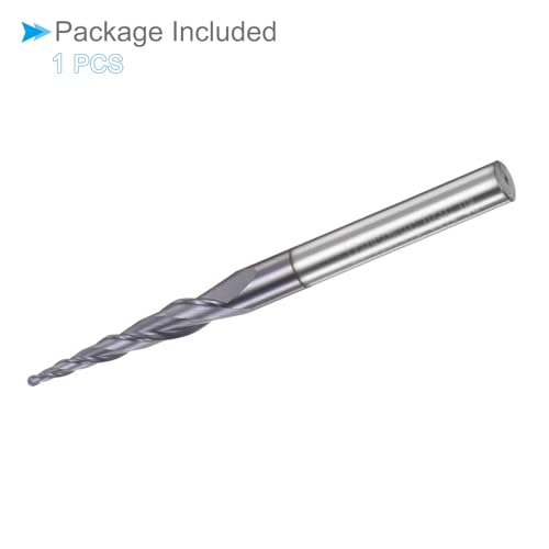 Image of Tapered Ball Nose End Mill, 0.5mm Radius 4mm Shank 8.36 Degree Angle, TiSiN Coated Micro-Grain Carbide 2 Flutes Milling Cutter - (Applications: for Stainless Steel Hardened Steel)