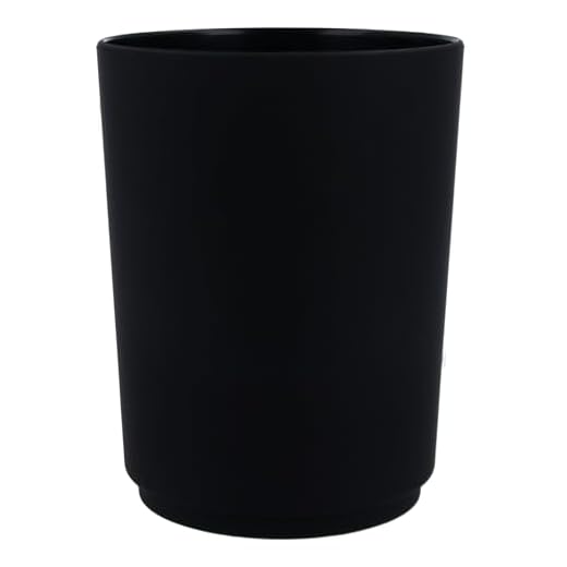 PARSA Beauty schwarzer Zahnputzbecher Flair – Vielseitiger, bruchsicherer Kunststoffbecher für Badezimmer – Hygienisch und langlebig, leicht zu reinigen – 250 ml Fassungsvermögen – 7 x 7,3 x 9,6 cm