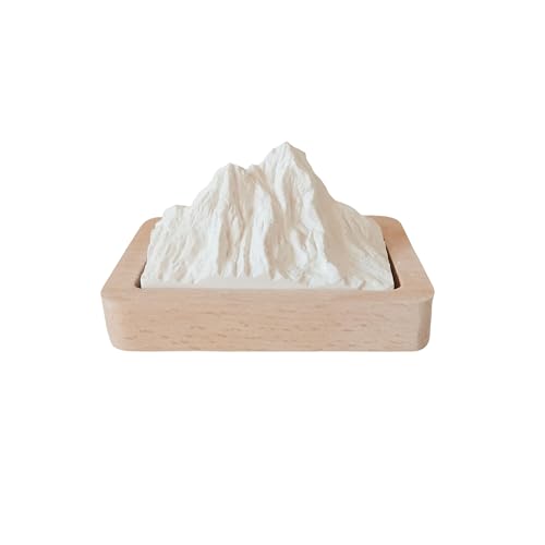 HALSA Passive Diffuser for Sauna, Office, Bedroom, Bathroom - Natural Beechwood Base, Passive Diffusion, Fired Plaster Absorbs Essential Oils - Mountain Design