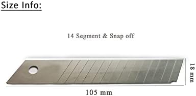Vrandu Box Cutter 18mm Snap off Replacement Sharp Blades 10 Pcs 14 Segment. (4 pack)