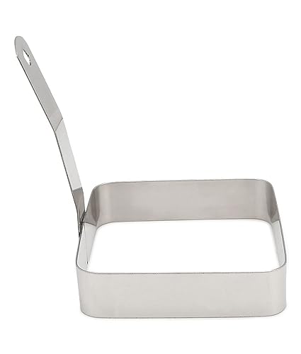 Dynore Stainless Steel Square Egg/Pancake Ring with Handle 10x10x13 cm