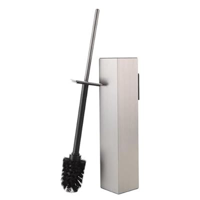 BGL Toilet Brush and Holder Set Brushed Nickel Wall Mounted for Bathroom Square Design